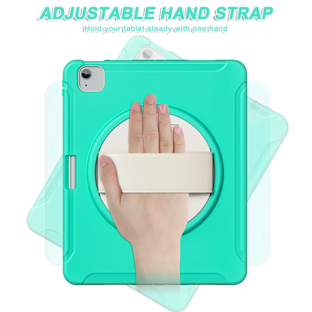 For iPad Air 13 (2026) / (2025) / (2024) / Pro 12.9 (2022) / (2021) / (2020) / (2018) Case Kickstand PC+TPU+Silicone Cover with Pen Slot - Mint Green - 7