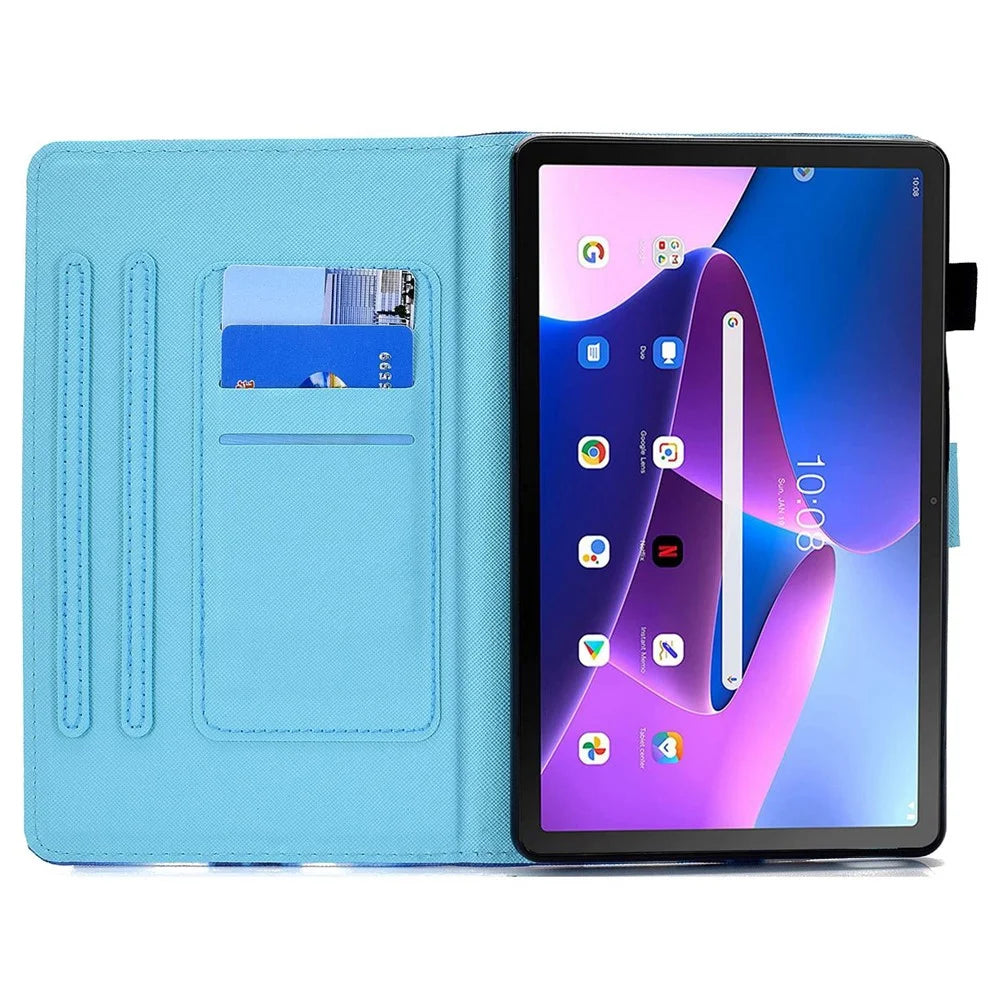 PU Leather Stand Tablet Case for Lenovo Tab M10 Plus (3rd Gen) / Xiaoxin Pad 2022 10.6 inch, Stitching Pattern Printing Card Holder Cover - Bookshelf - 2