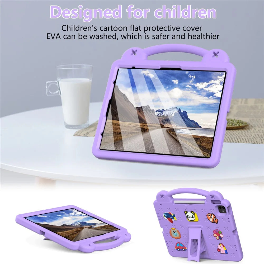For iPad Pro 13 (2025) / 13 (2024) / Air 13 (2025) / (2024) / iPad Pro 12.9 (2022) / (2021) / (2020) / (2018) Case Kids EVA Tablet Cover - Purple - 2