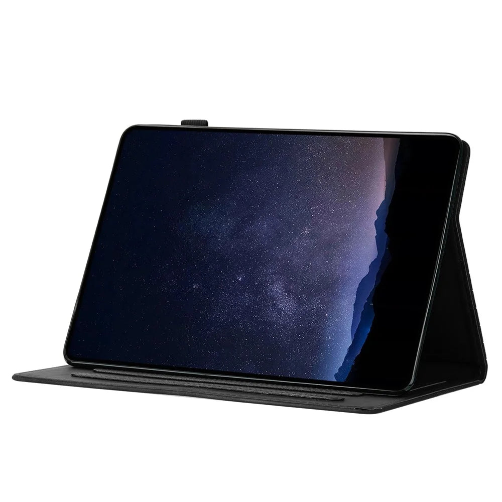 For Samsung Galaxy Tab A9 Case Honeycomb Printed Leather Tablet Cover with Card Slot - Black - 2