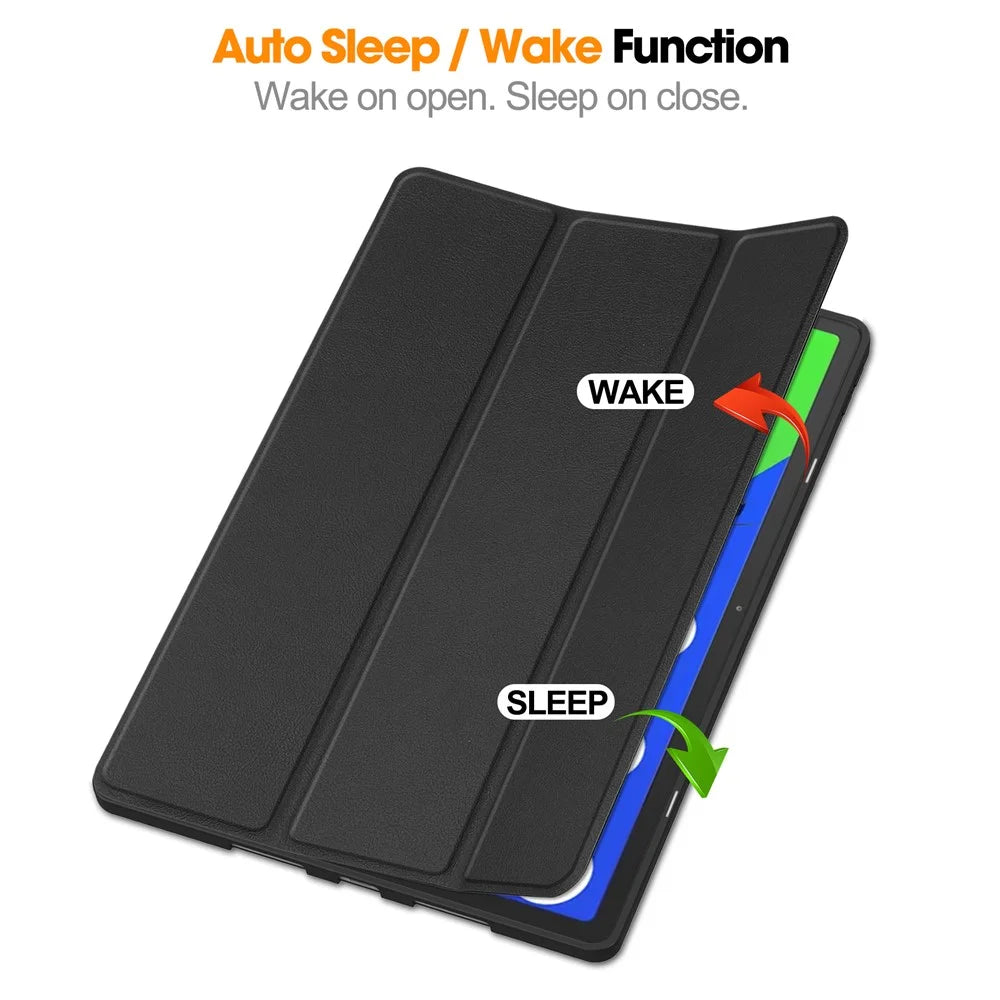 For Lenovo Xiaoxin Pad Pro 12.7 (2025) Stand Case Shock-Absorbent Leather Tablet Cover with Pen Slot - Black - 3
