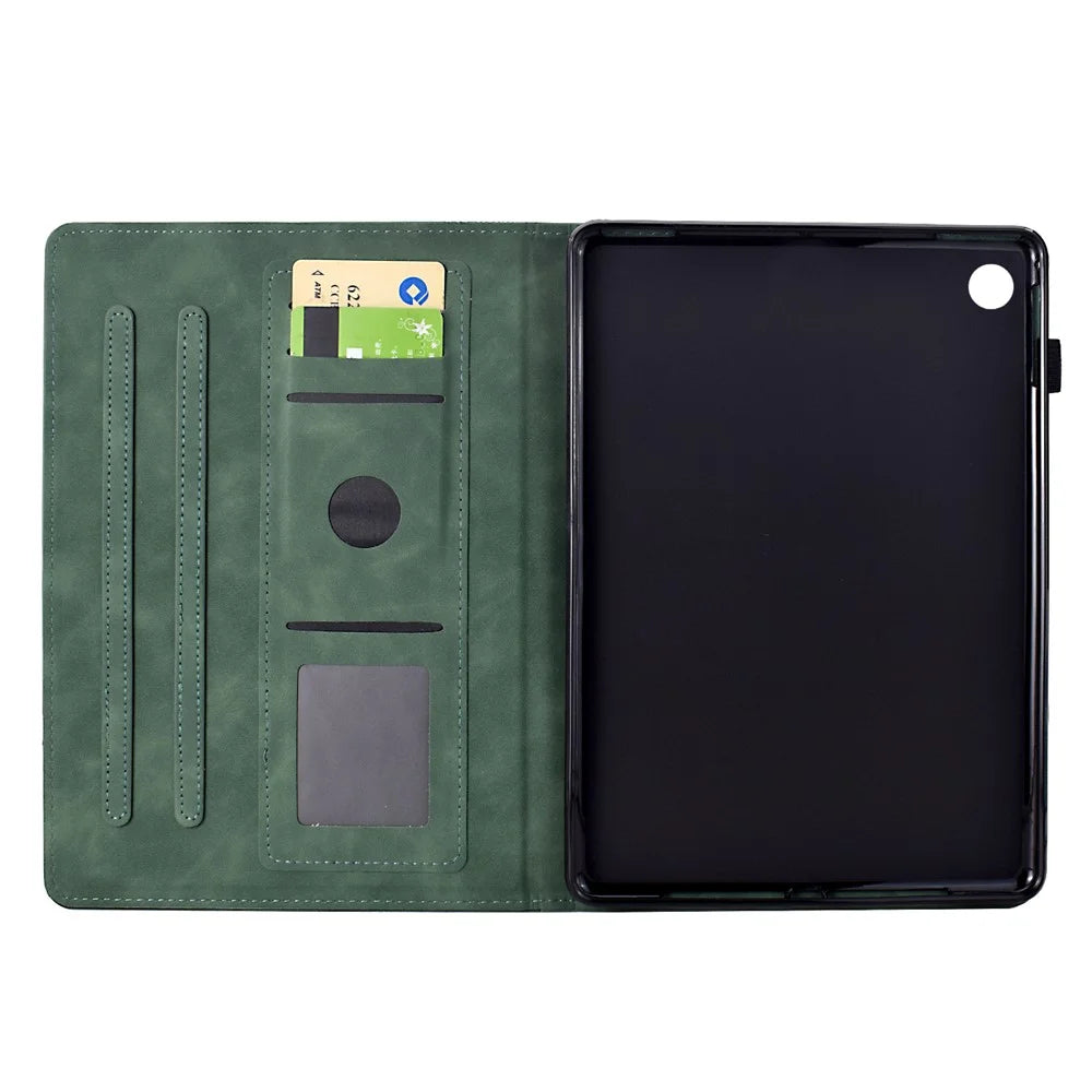 For Lenovo Tab M10 Plus (3rd Gen) Case Cats Imprinted PU Leather Card Slots Tablet Cover - Green - 2