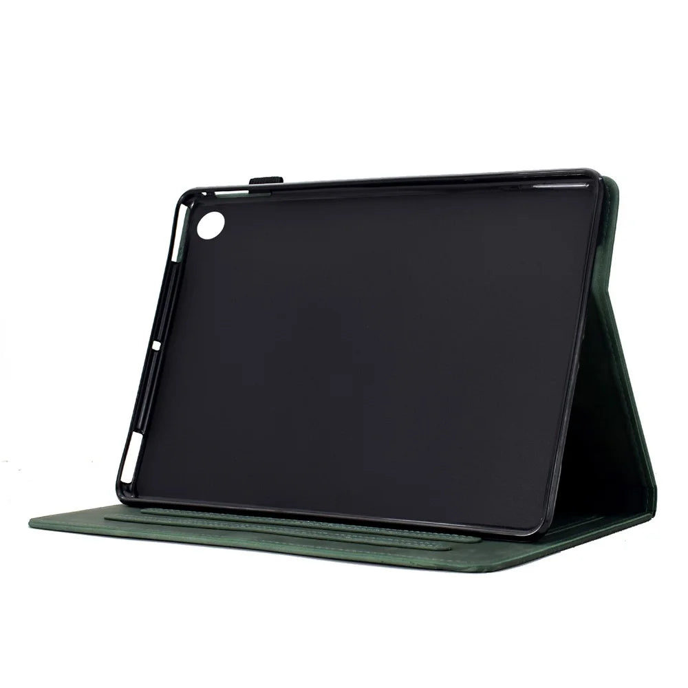 For Lenovo Tab M10 Plus (3rd Gen) Case Cats Imprinted PU Leather Card Slots Tablet Cover - Green - 3
