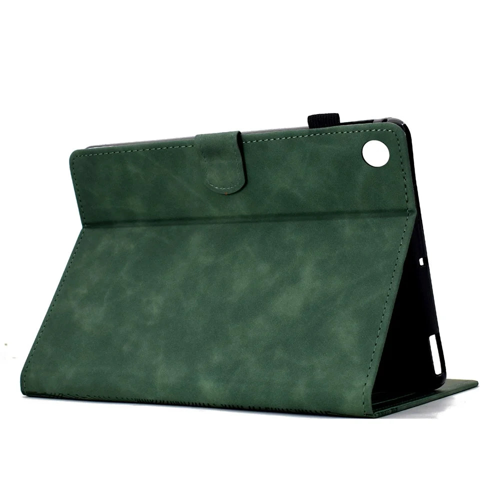 For Lenovo Tab M10 Plus (3rd Gen) Case Cats Imprinted PU Leather Card Slots Tablet Cover - Green - 4