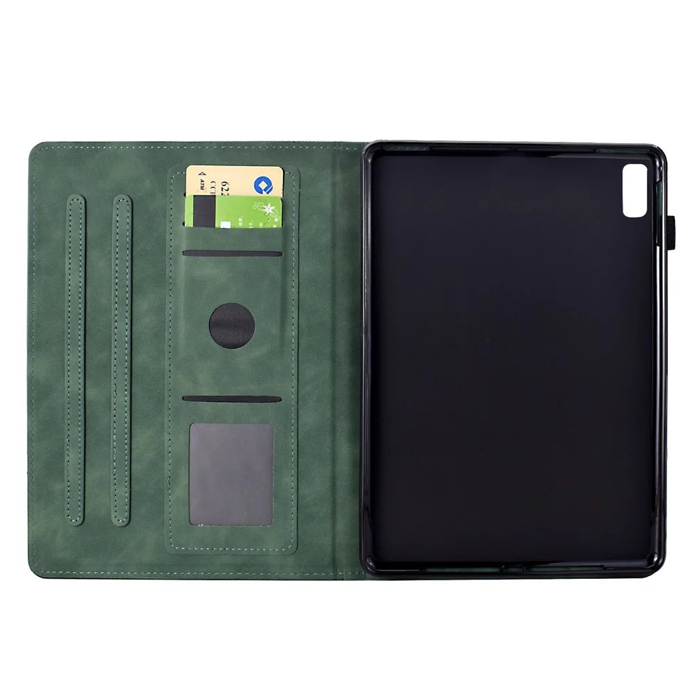 For Lenovo Tab M9 TB-310FU Case Cats Imprinted PU Leather Card Slots Tablet Cover - Green - 2