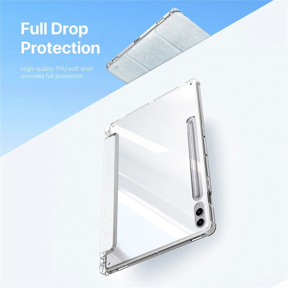 DUX DUCIS Unid Series For Samsung Galaxy Tab S10+ / S9+ / S9 FE+ Case Auto Wake / Sleep TPU+PC+Leather Clear Tablet Cover - Baby Blue - 5