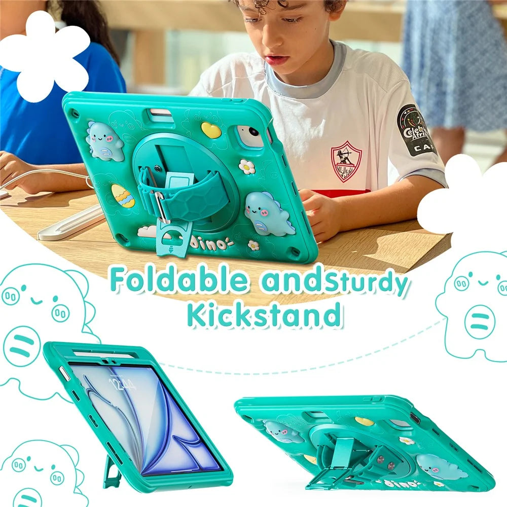 For iPad Air 11 (2026) / (2025) / (2024) / Air (2022) / (2020) / Pro 11 (2022) / (2021) / (2020) / (2018) Case Kickstand PC+Silicone+TPU Cover - 2