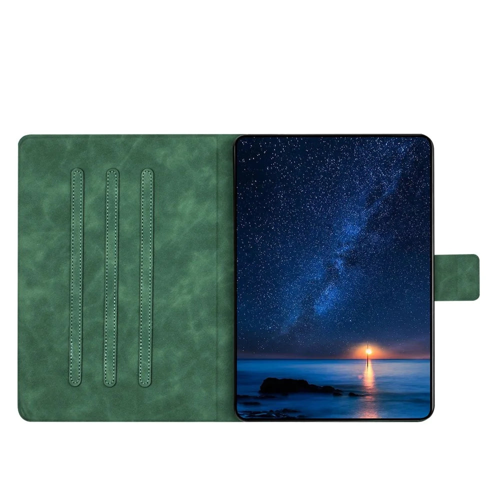 For iPad mini (2019) 7.9 Inch / Mini 4 / mini 3 / Mini 2 / Mini Case Couple Cat Imprinted Microfiber Leather Smart Tablet Cover - Green - 2
