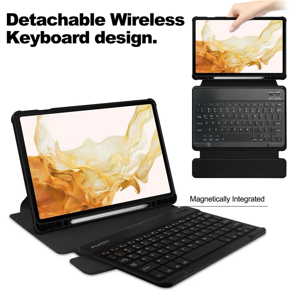 For Samsung Galaxy Tab S10 Plus Case 360 Degree Rotary Stand PU Leather+Acrylic Tablet Cover (Without Keyboard) - Black - 4