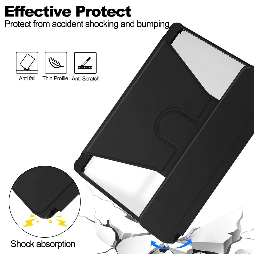 For Samsung Galaxy Tab S10 Plus Case 360 Degree Rotary Stand PU Leather+Acrylic Tablet Cover (Without Keyboard) - Black - 6