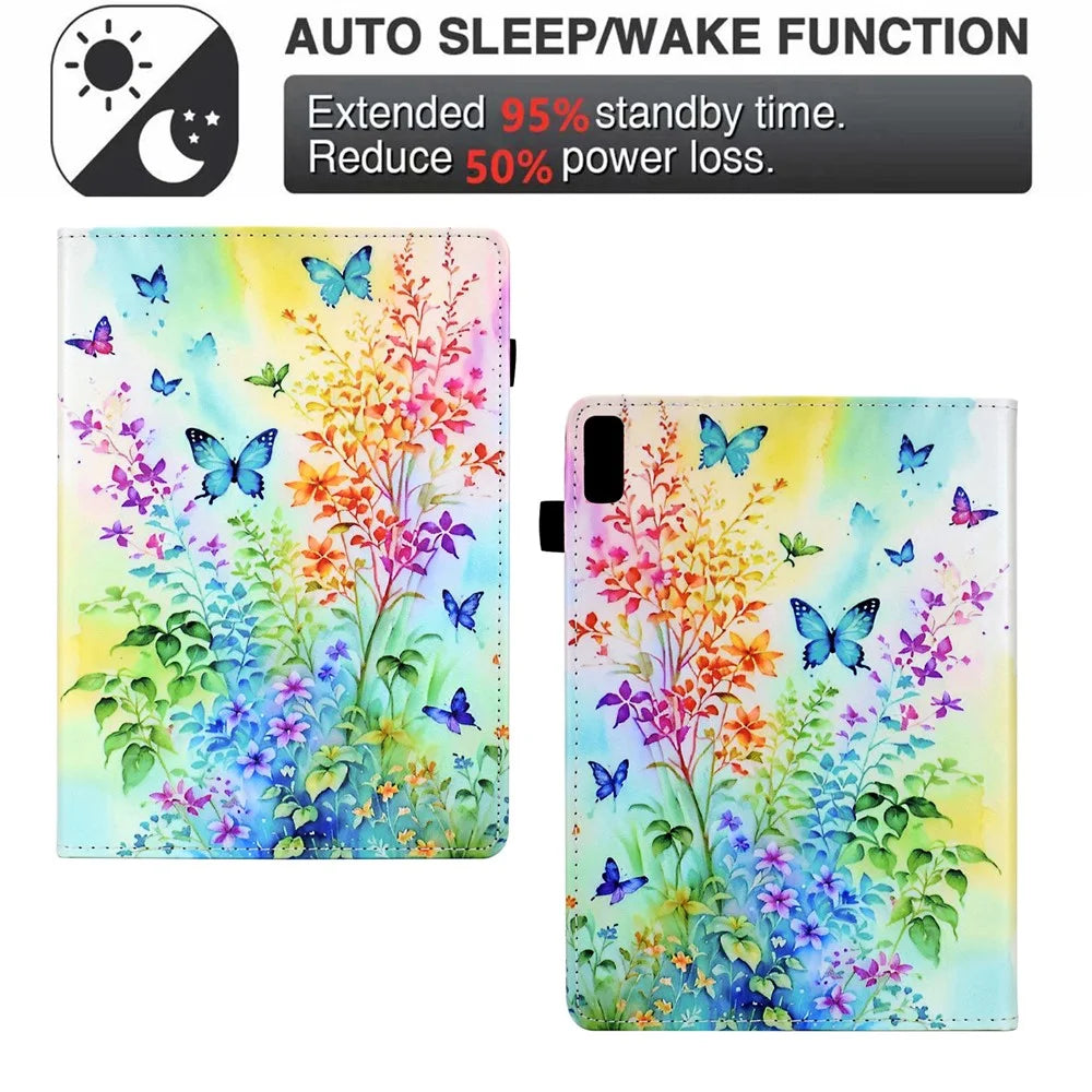 For Lenovo Tab P11 Gen 2 TB-350 / Xiaoxin Pad Plus (2023) Case Pattern Printing Card Holder Leather Tablet Stand Cover - Flowers and Butterflies - 4