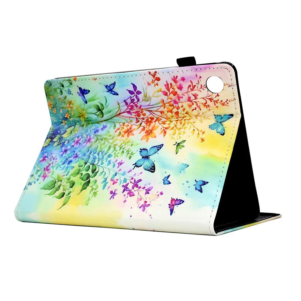 For Samsung Galaxy Tab A9+ Case Pattern Printing Tablet Cover Shockproof Leather Card Holder Stand Case - Flowers And Butterflies - 2