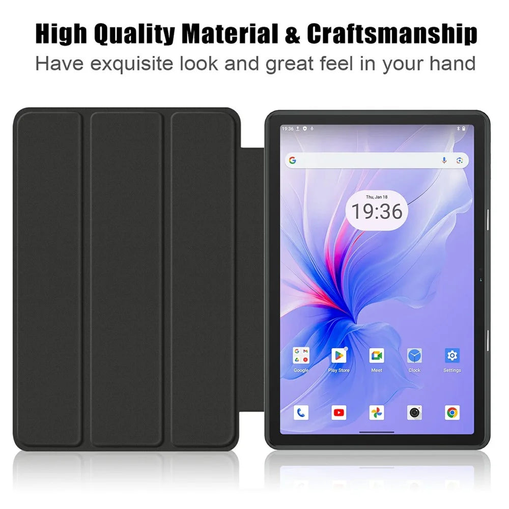 For Blackview Tab 16 Pro Case Auto Sleep / Wake PU Leather Flip Tablet Cover Triple-Fold Stand - Black - 3