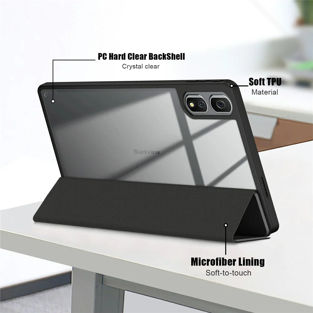 For Blackview Tab 16 Pro Case Auto Sleep / Wake PU Leather Flip Tablet Cover Triple-Fold Stand - Black - 6