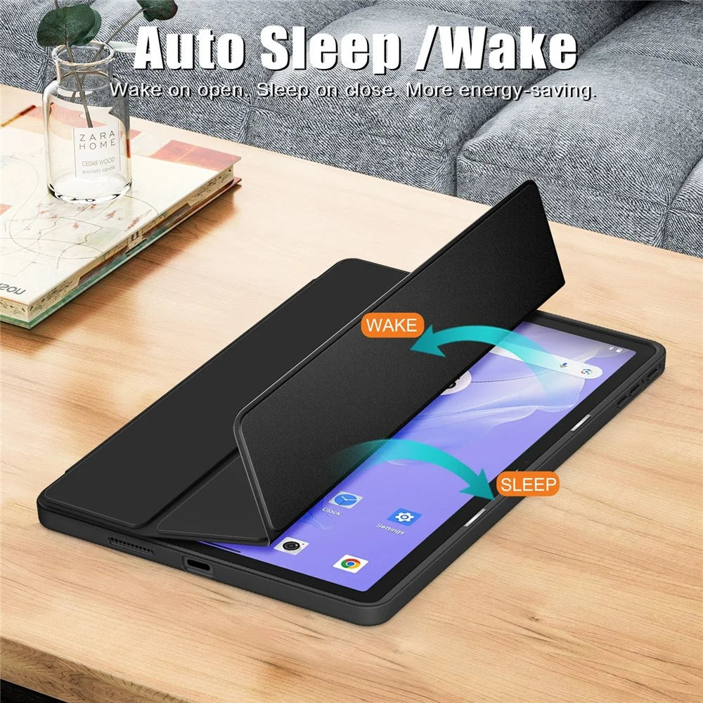 For Blackview Tab 16 Pro Case Auto Sleep / Wake PU Leather Flip Tablet Cover Triple-Fold Stand - Black - 7
