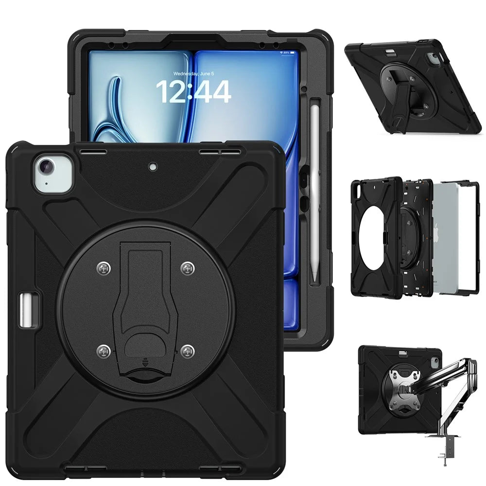 For iPad Air 13 (2026) / (2025) / (2024) / Pro 12.9 (2022) / (2021) / (2020) / (2018) Case Kickstand PC+Silicone Tablet Cover - 2
