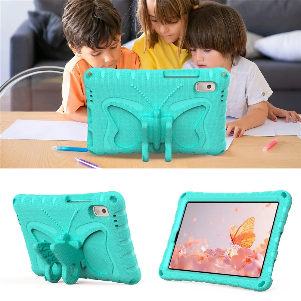 For Lenovo Tab M9 TB-310FU Case Butterfly Kickstand EVA Tablet Cover with Shoulder Strap - Mint Green - 6