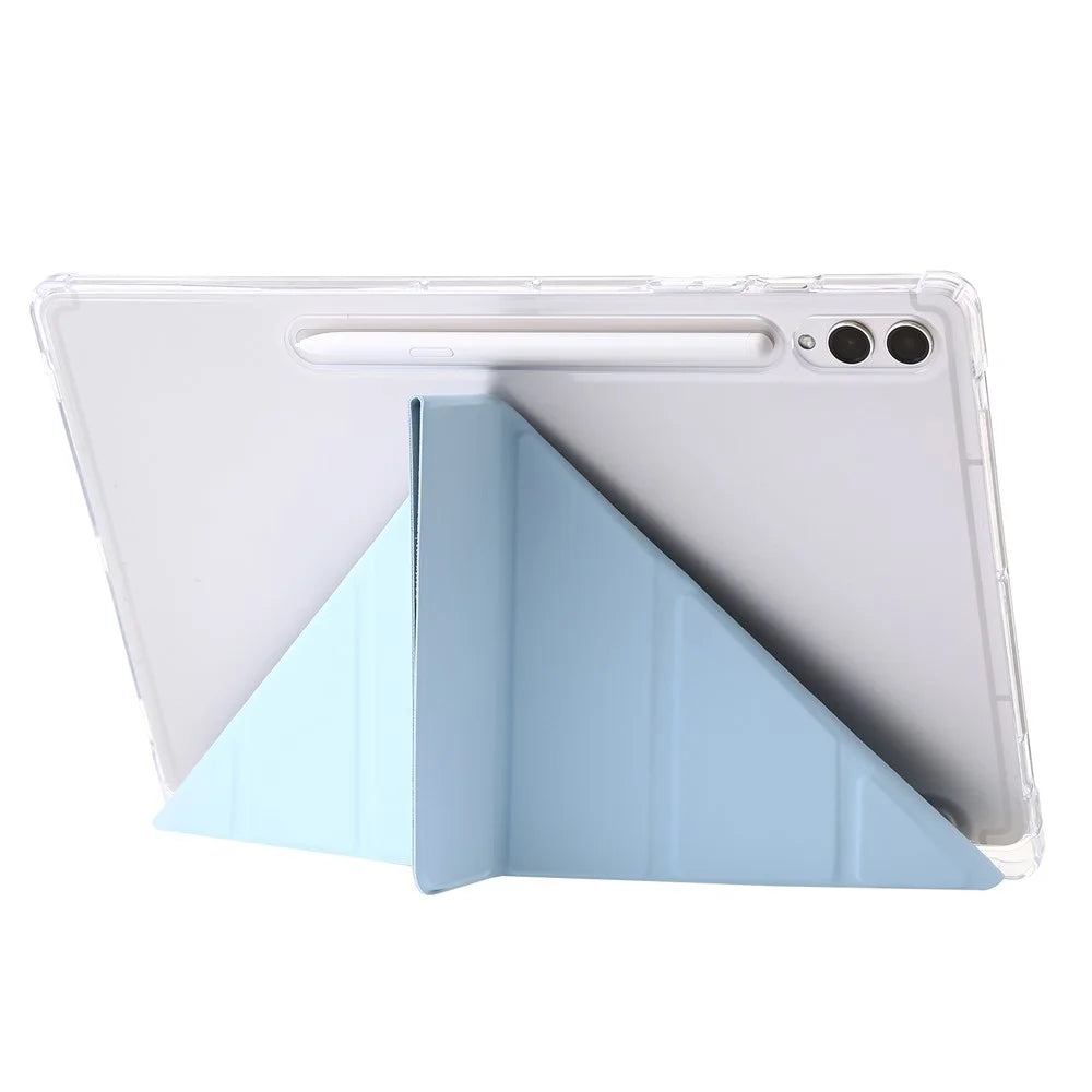 For Samsung Galaxy Tab S10+ Case PU Leather Origami Stand Clear Tablet Cover - Baby Blue - 3