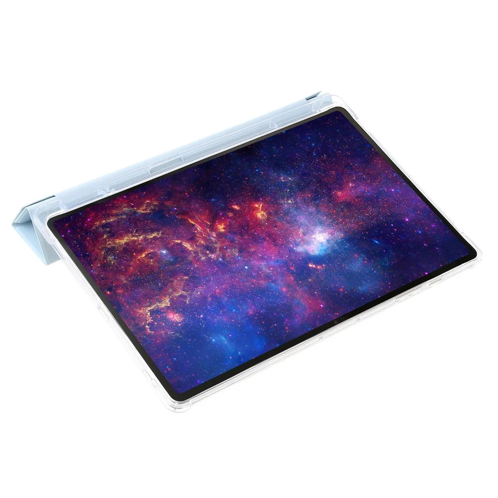 For Samsung Galaxy Tab S10+ Case PU Leather Origami Stand Clear Tablet Cover - Baby Blue - 5