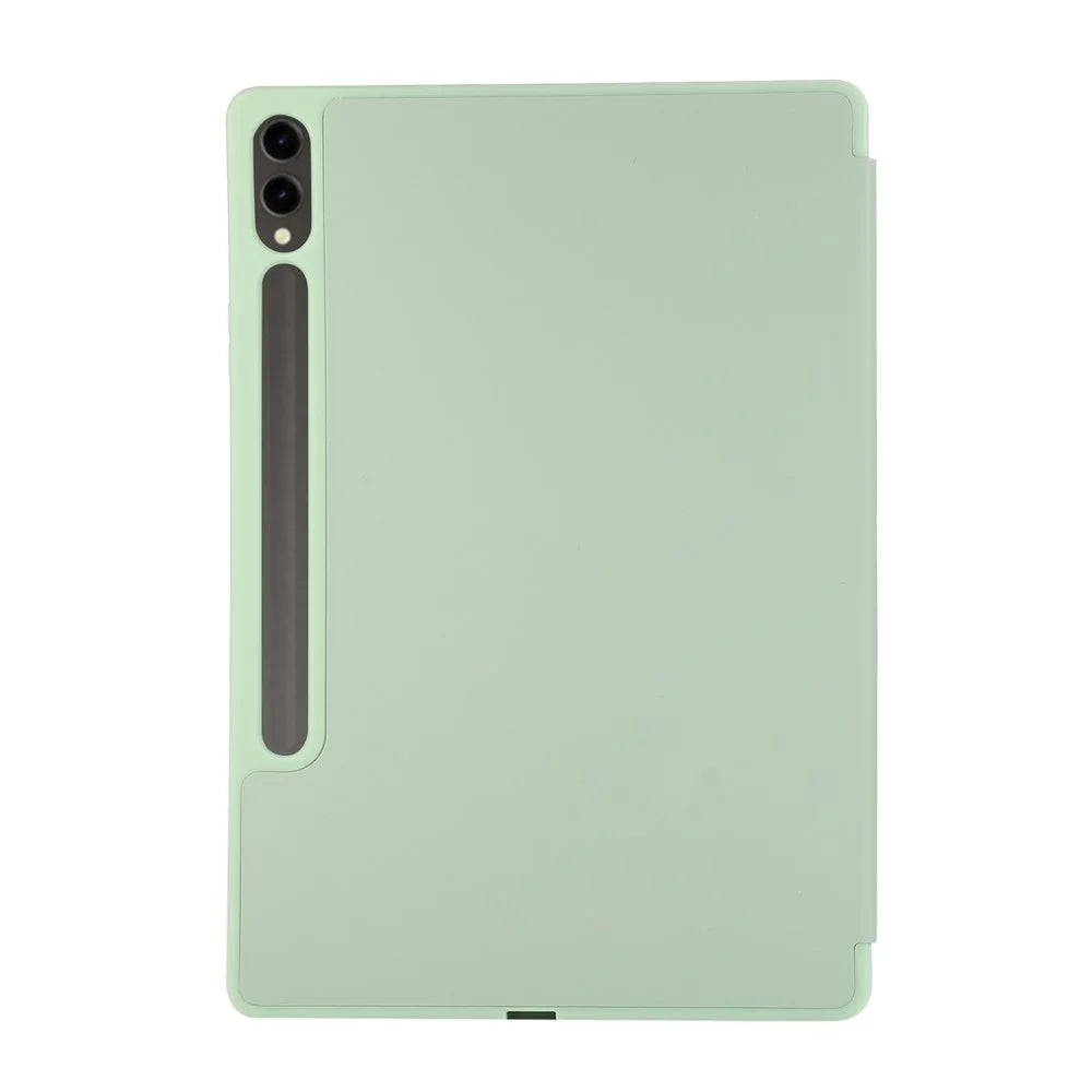 For Samsung Galaxy Tab S10+ Case with Pen Slot Solid Color Tri-Fold Stand PU Leather+TPU Tablet Cover - Green - 5