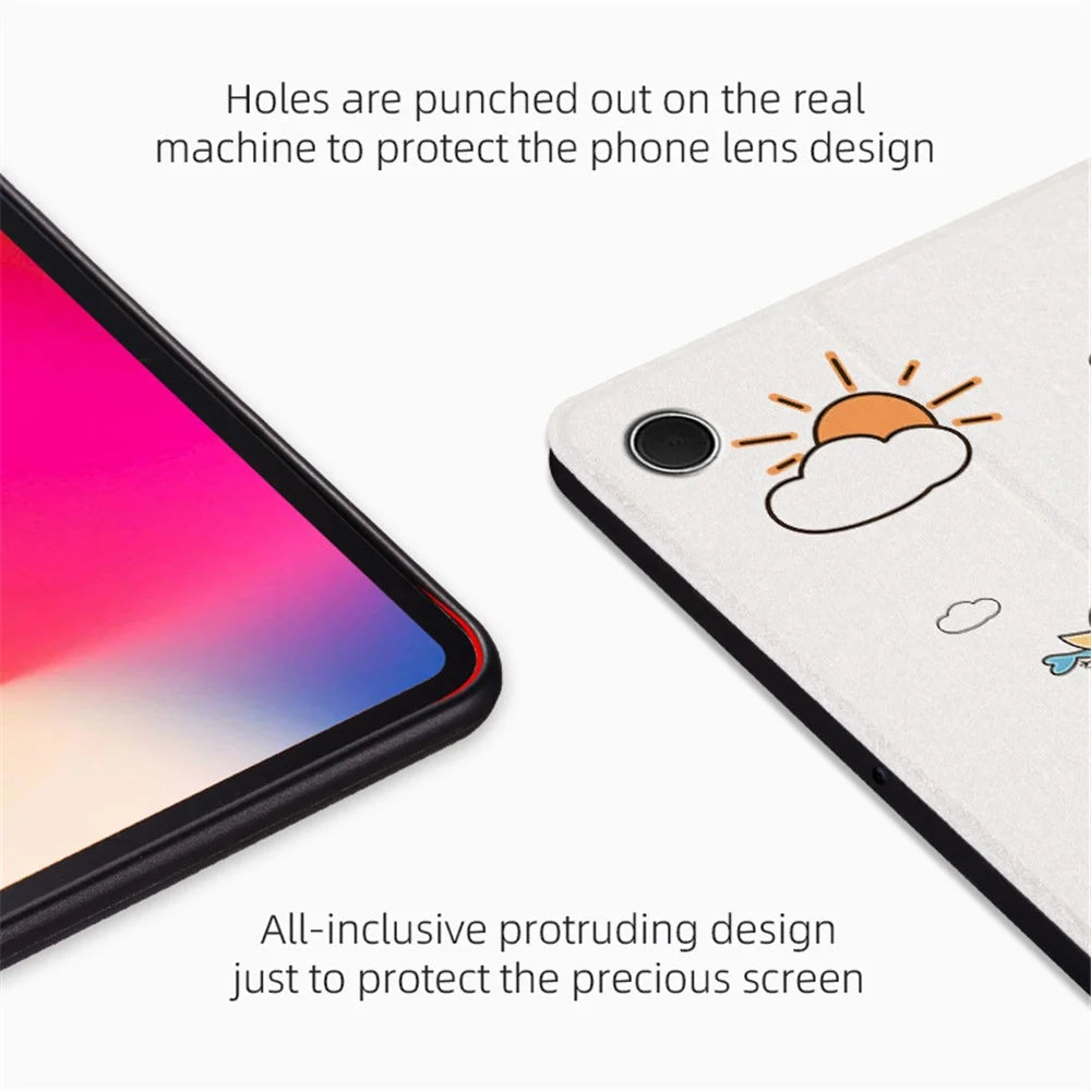 For Samsung Galaxy Tab A8 10.5 (2021) / (2022) Anti-Scratch Case with Auto Wake / Sleep Cartoon Pattern Printed PU Leather Cover Stand Tablet Case - Walking Dinosaur - 4