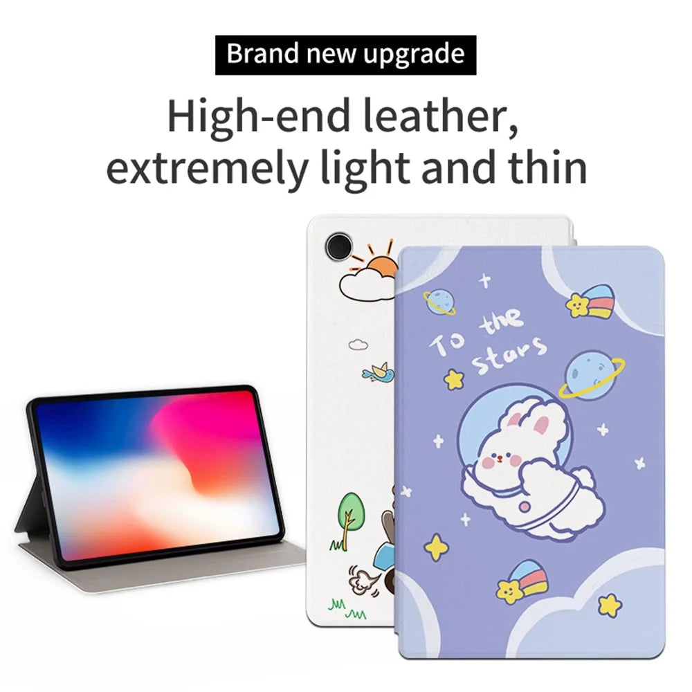 For Samsung Galaxy Tab A8 10.5 (2021) / (2022) Anti-Scratch Case with Auto Wake / Sleep Cartoon Pattern Printed PU Leather Cover Stand Tablet Case - Walking Dinosaur - 5