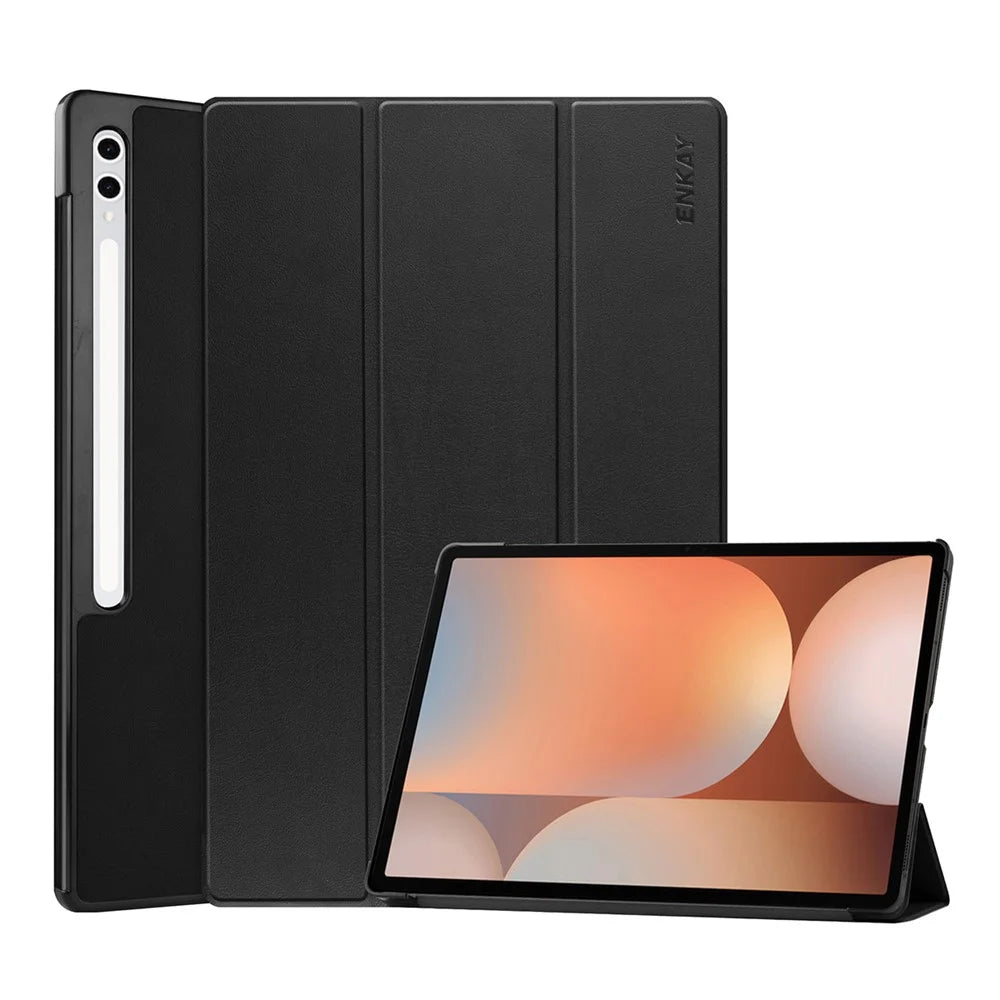 ENKAY HAT PRINCE For Samsung Galaxy Tab S9+ / Galaxy Tab S9 FE+ / Galaxy Tab S10+ Trifold Stand Cover   PU Leather+PC Tablet Case - Black - 1