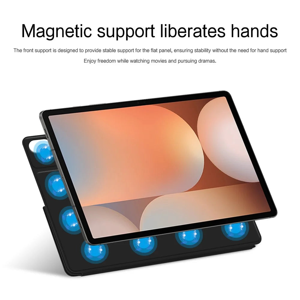 For Samsung Galaxy Tab S10+ / S9+ Case Origami Stand PU Leather Magnetic Tablet Cover - Black - 2