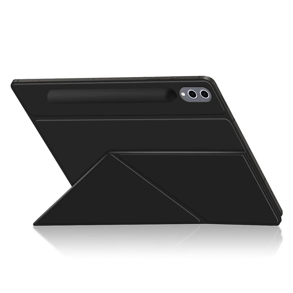 For Samsung Galaxy Tab S10+ / S9+ Case Origami Stand PU Leather Magnetic Tablet Cover - Black - 3