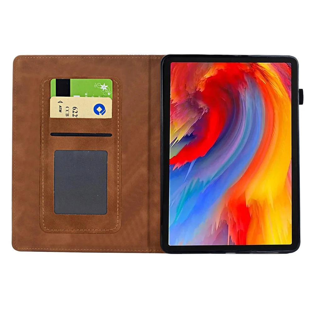 For Amazon Kindle Paperwhite (2021) 6.8 inch Case Flower Bird Imprinted Card Holder Leather Cover - Brown - 2