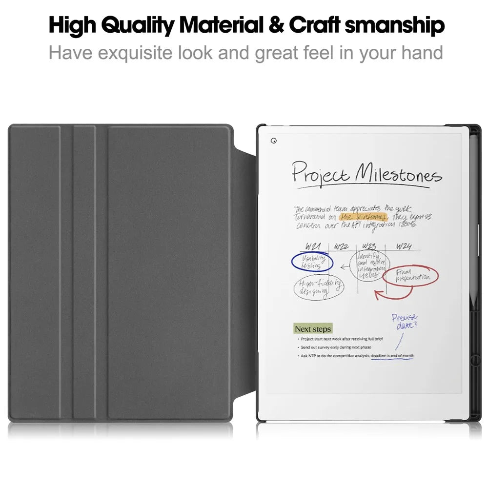For Remarkable Paper Pro Case Front Support 360 Degree Rotating Stand PC+PU Leather E-Reader Cover - Black - 2
