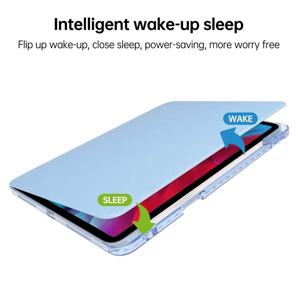 For iPad Pro 13 (2025) / 13 (2024) Case PU Leather+Acrylic+TPU Rotating Clear Tablet Cover Auto Wake  /  Sleep - Baby Blue - 5