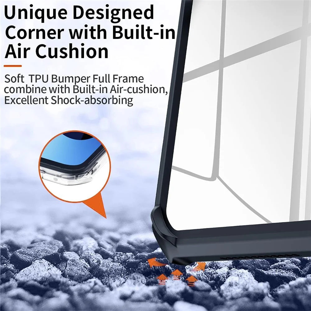 XUNDD For iPad Air 11 (2026) / (2025) / (2024) / Air (2020) / Air (2022) Kickstand Tablet Case Air Cushion Protective Cover Shockproof TPU Case - Black - 6