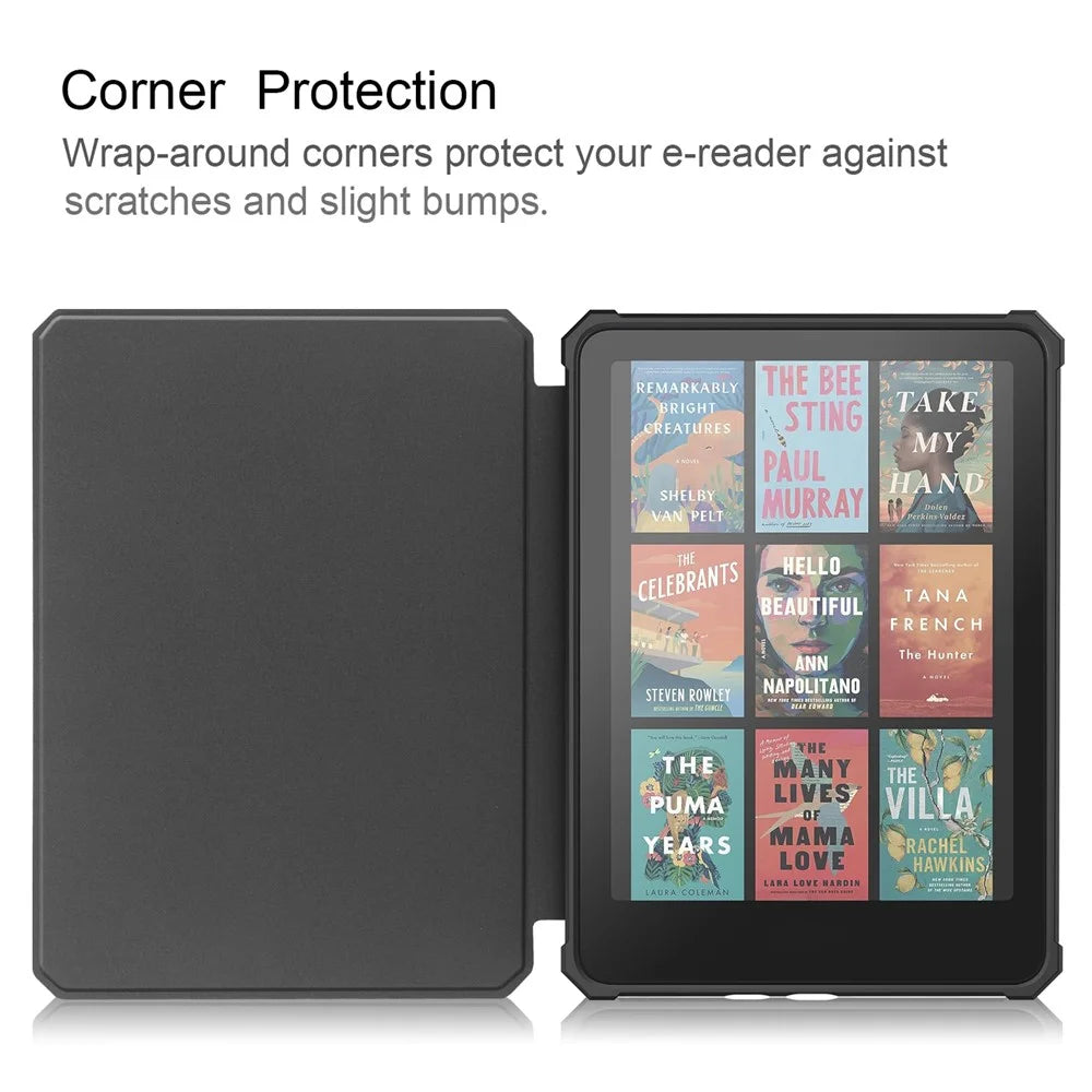 For Amazon Kindle Paperwhite (2024) / Kindle Colorsoft Case PU Leather + TPU E-Reader Cover Auto Wake  /  Sleep - Black - 2