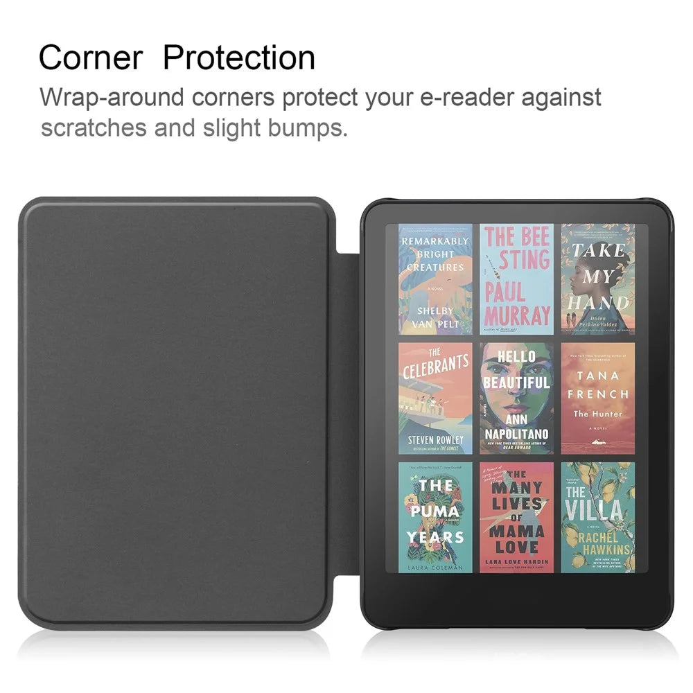 For Amazon Kindle Paperwhite (2024) / Kindle Colorsoft Case PC + PU E-Reader Cover Support Auto Wake  /  Sleep - Black - 2