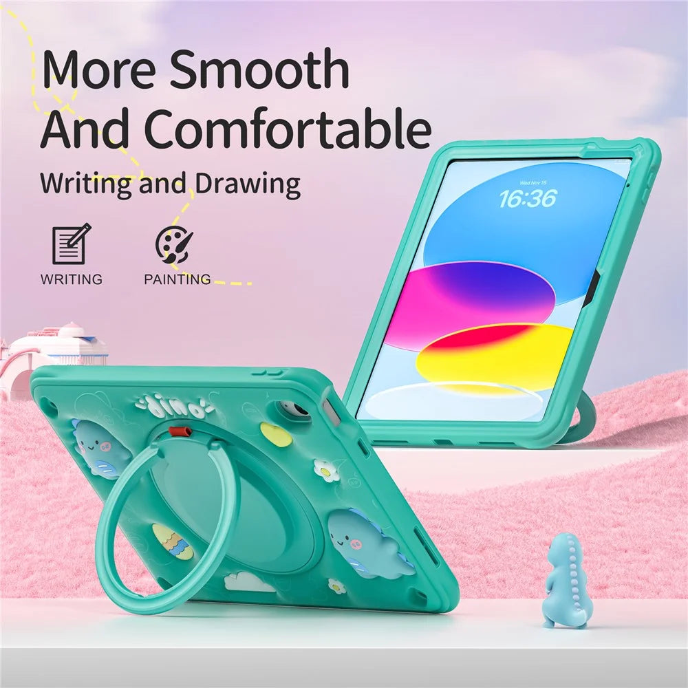 For iPad (2025) / 10.9 (2022) Case with Shoulder Strap Kickstand PC+Silicone+TPU Tablet Cover - 2
