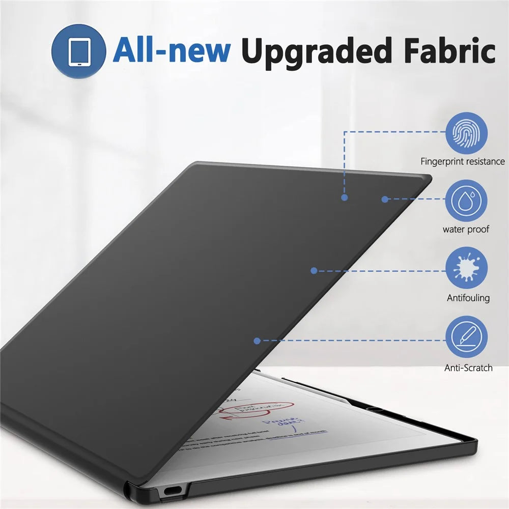 For Remarkable Paper Pro Case Book Style PC+PU Leather Tablet Cover with Pen Holder Auto Wake  /  Sleep - Black - 5
