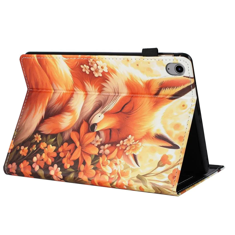 For iPad mini (2024) / (2021) Case Pattern Leather Tablet Cover with Auto Sleep / Wake, Card Holder - Flower Fox - 4