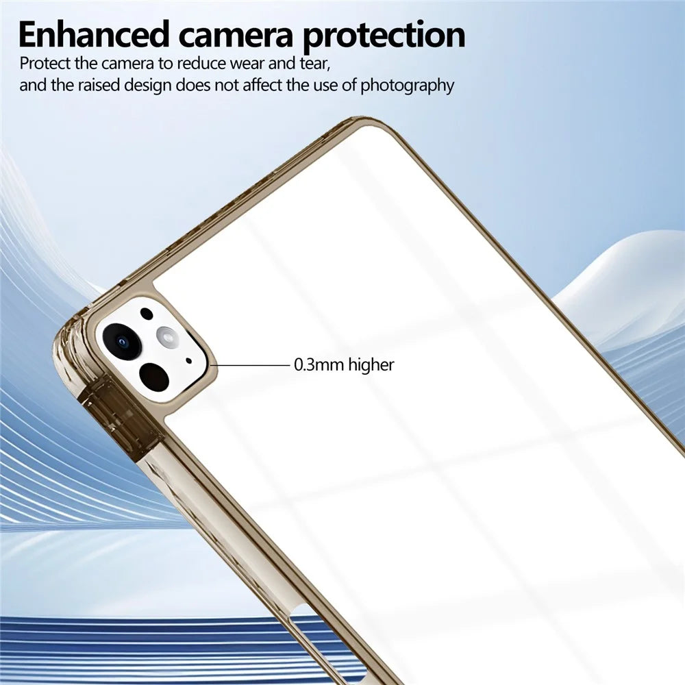 For iPad Pro 13 (2025) / 13 (2024) Case Clear TPU Tablet Protective Cover with Pen Slot - Black - 7