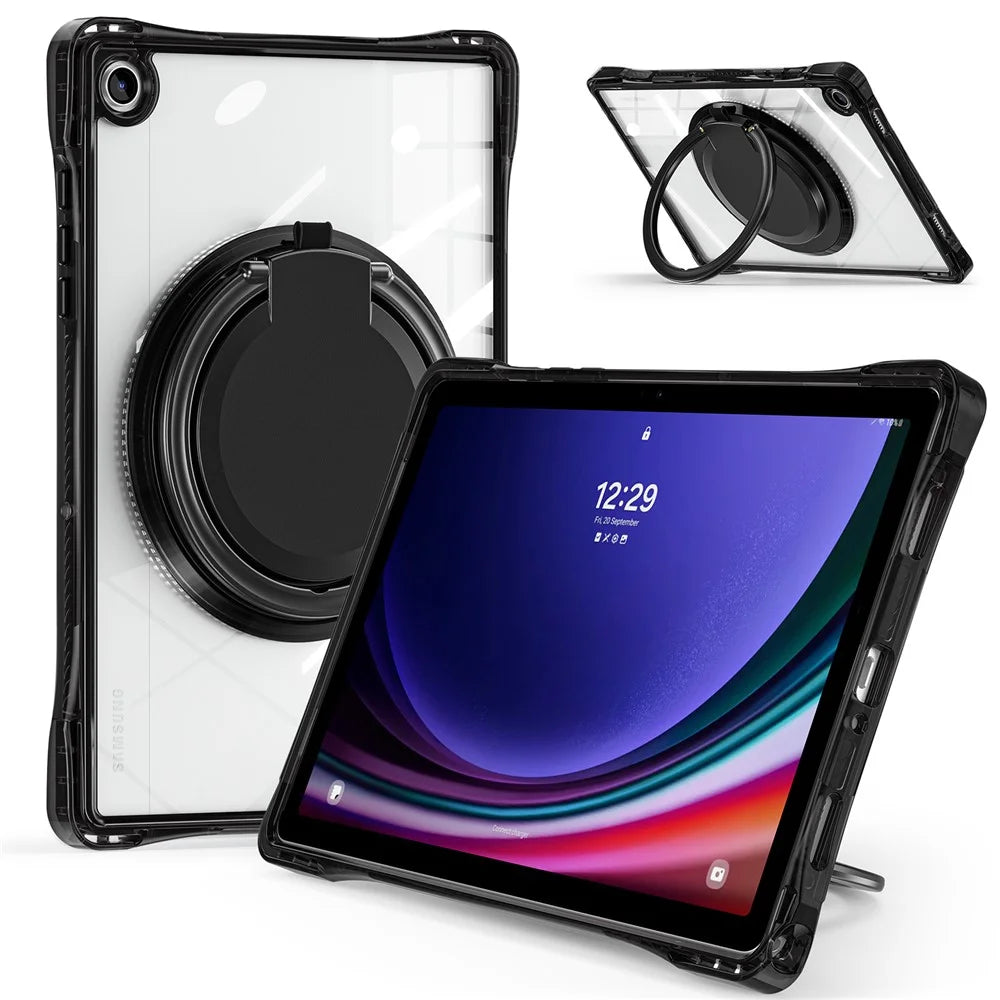 For Samsung Galaxy Tab A9+ SM-X210 / X216 / X218 Case Rotary Kickstand PC+TPU+Acrylic Tablet Cover - Black - 2