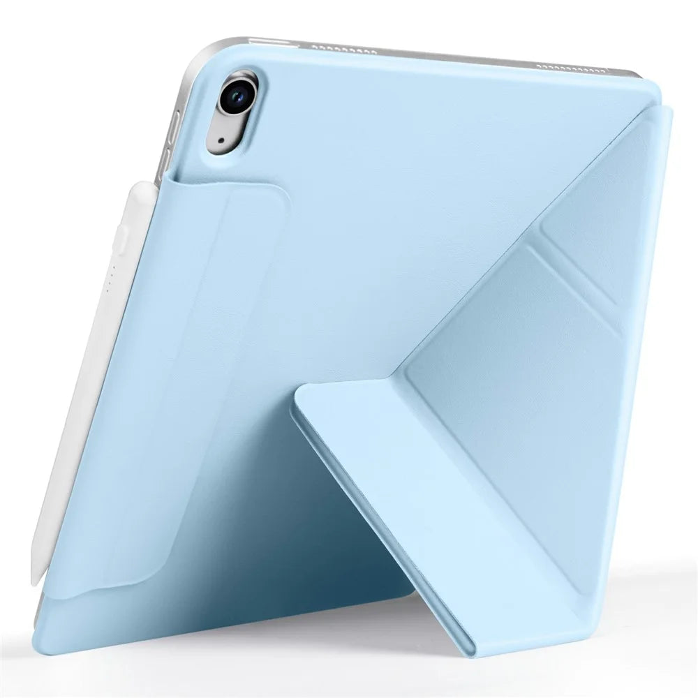 For iPad mini (2024)  /  (2021) Case PC + PU Leather Origami Stand Magnetic Tablet Cover - Baby Blue - 2