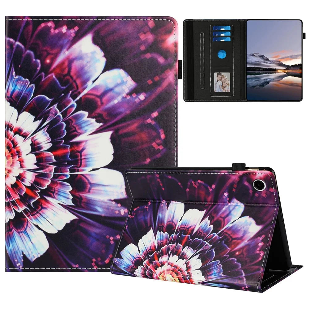 For Samsung Galaxy Tab A8 10.5 (2022) / (2021) Case Pattern Leather Tablet Cover with Auto Sleep / Wake, Card Holder - Colorful Flowers - 1
