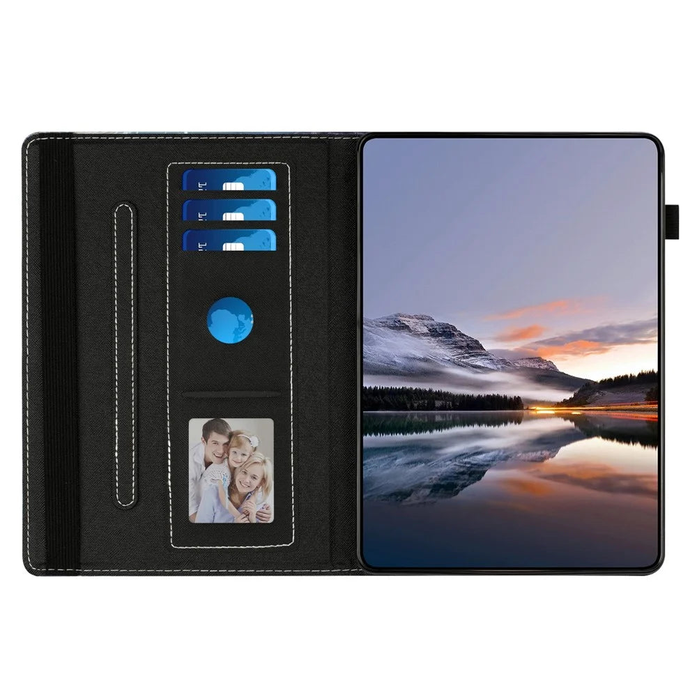 For Samsung Galaxy Tab A9+ Case Pattern Leather Tablet Cover with Auto Sleep / Wake, Card Holder - Butterfly Reflection - 2