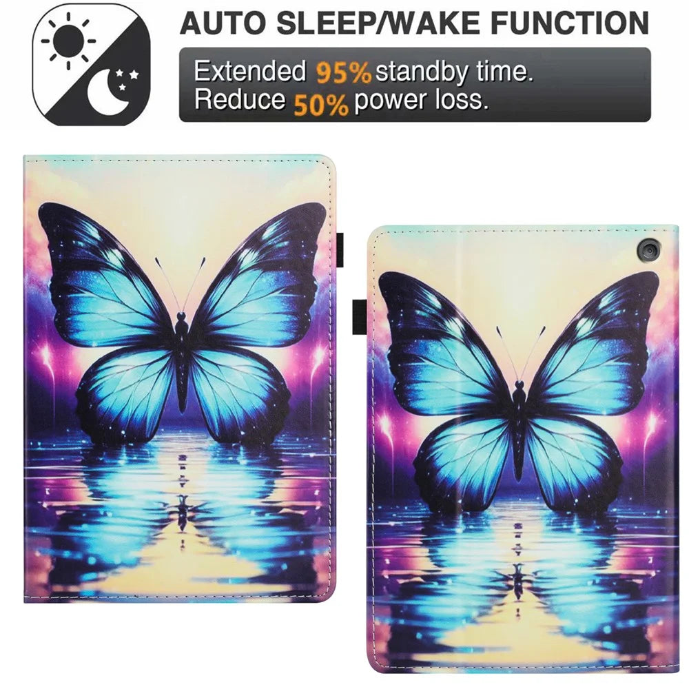 For Amazon Fire 7 (2022) Case Pattern Leather Tablet Cover with Auto Sleep / Wake, Card Holder - Flower Fox - 6