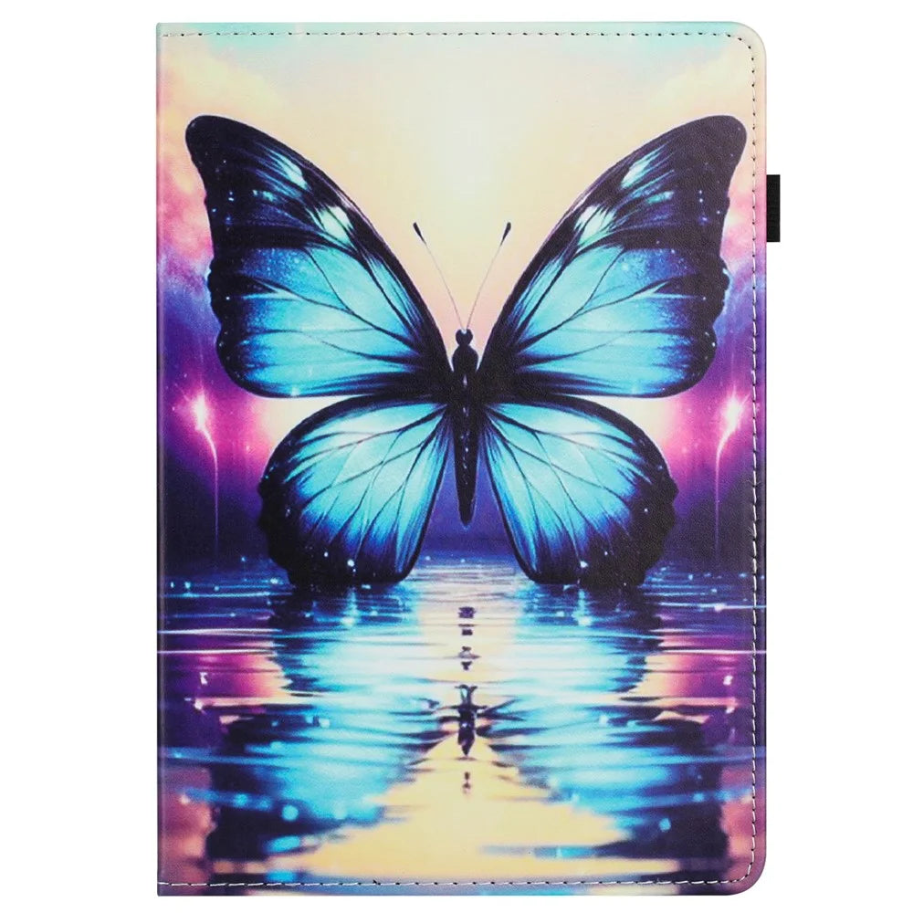 For Amazon Fire 7 (2022) Case Pattern Leather Tablet Cover with Auto Sleep / Wake, Card Holder - Flower Fox - 7