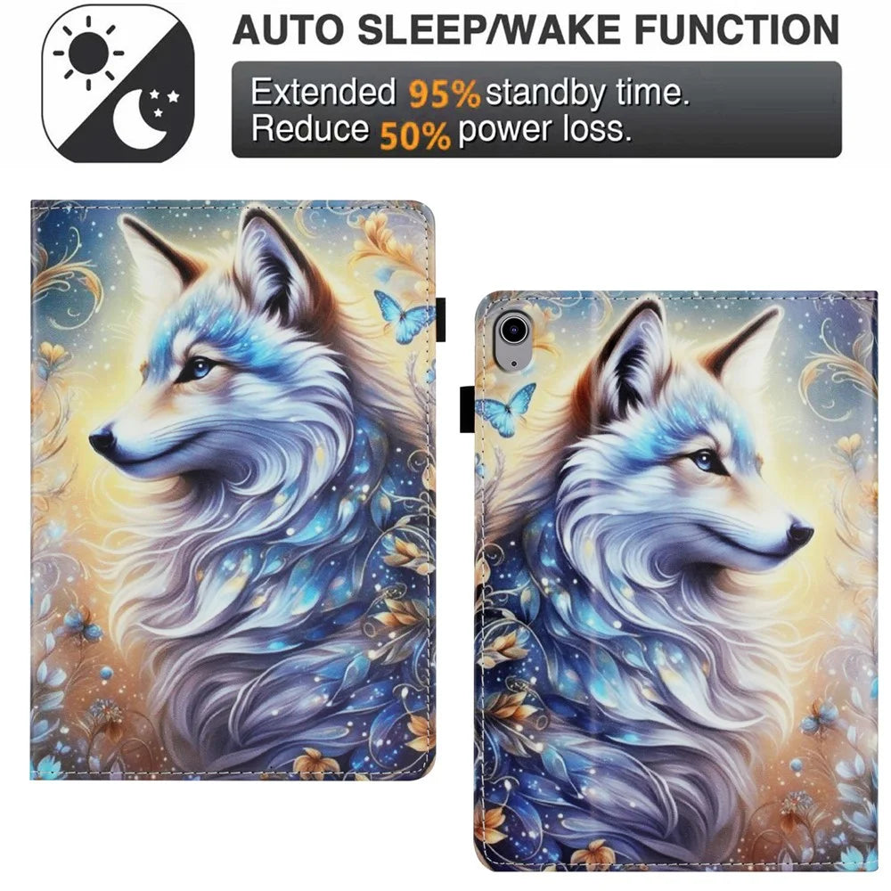 For Lenovo Tab P11 TB-J606F Case Pattern Leather Tablet Cover with Auto Sleep / Wake, Card Holder - Flower Fox - 6