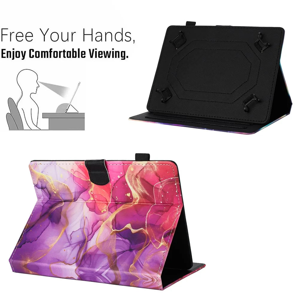Universal 8-inch Tablet Case Pattern Leather Cover with Auto Sleep / Wake, Card Holder - Flower Fox - 5