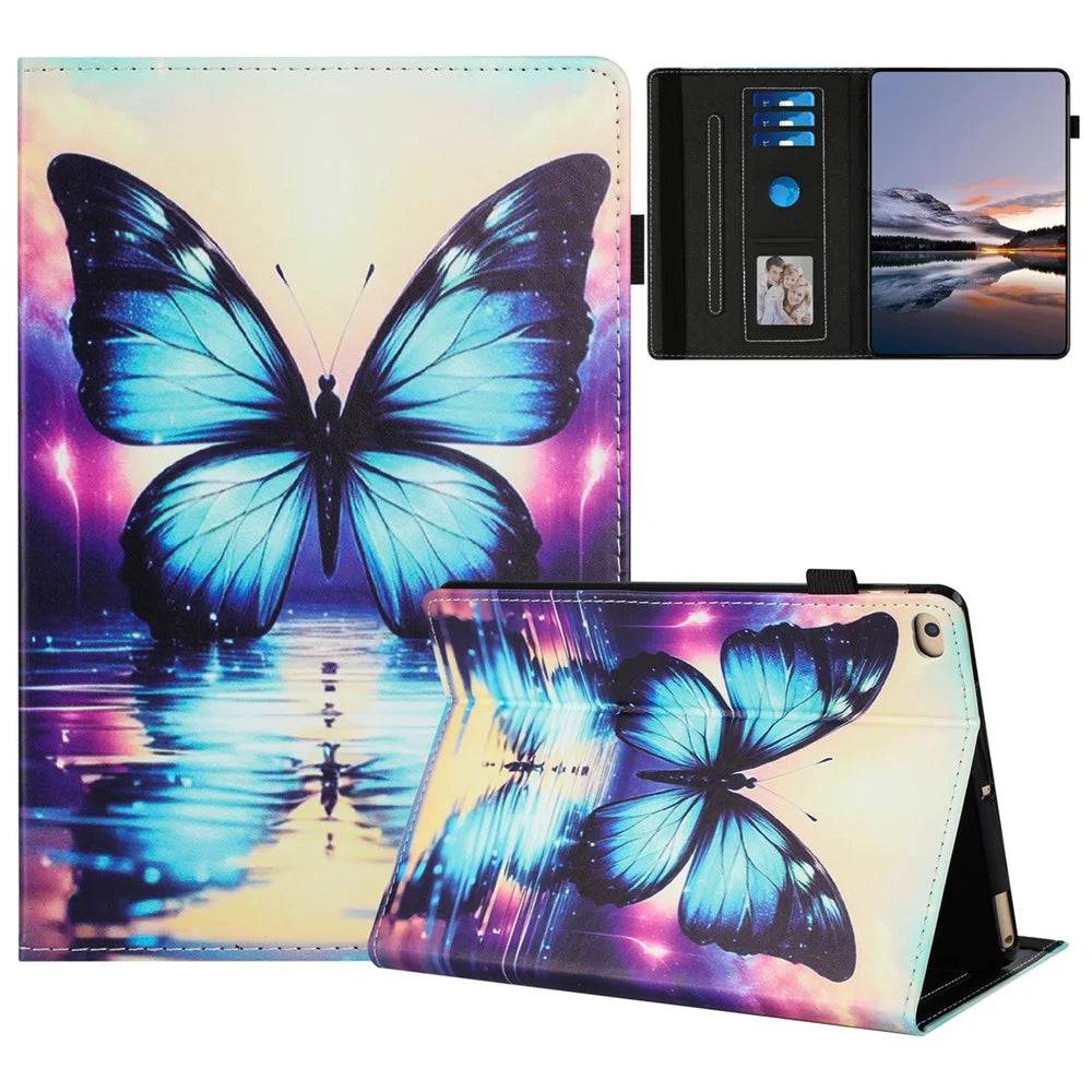 Tablet Case For iPad 9.7-inch (2018) / (2017) / iPad Air 2 / Air (2013) Pattern Leather Cover with Auto Sleep / Wake, Card Holder - Flower Fox - 1