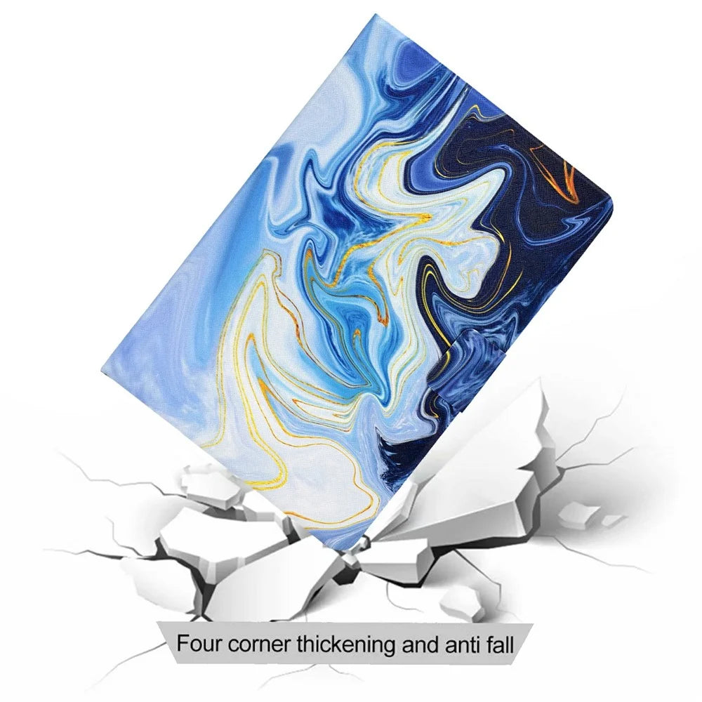 For Amazon Kindle Paperwhite (2024) Case Stand Pattern Printed Leather Cover - Blue Marble - 5