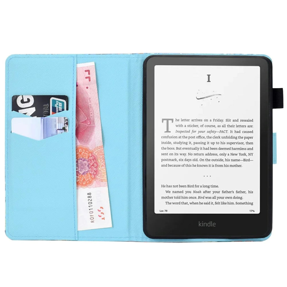 For Amazon Kindle Paperwhite (2024) Case Card Holder Stand Pattern Printing Leather Cover - Bird - 2